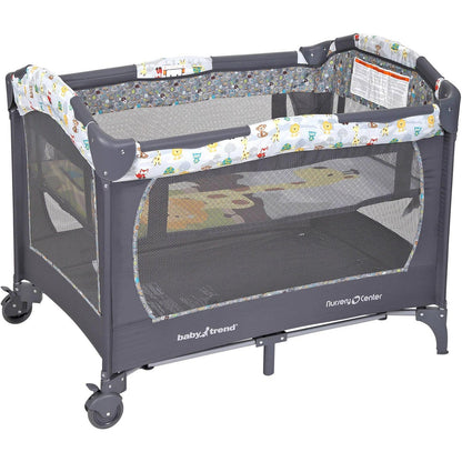 Baby Trend Nursery Center Playard with Toy Mobile. Tanzania Grey