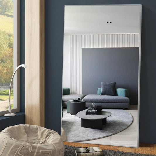 Full Mirror Full Length Mirror Floor Mirror Modern Silver Rectangle Oversized Mirror,71x32