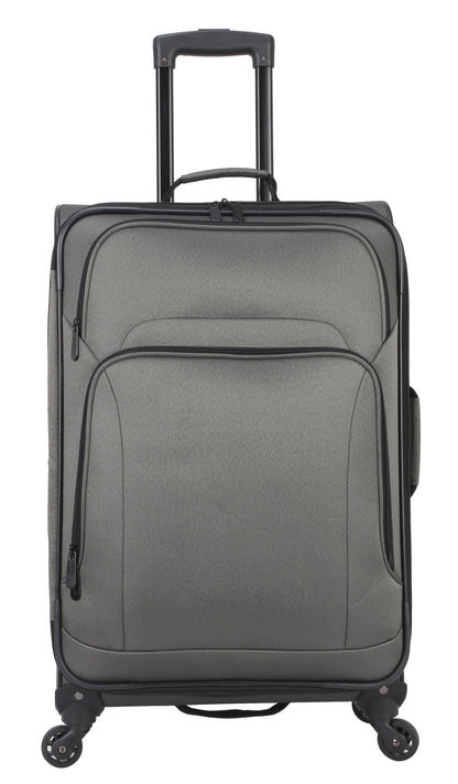 Protege 5 Piece Spinner Luggage Set, Includes 28 in Checked, 24 in Checked Bags, 20 in Carry-on, 15 in Boarding Tote and Matching Utility Bag, All Ages, Grey