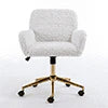 BTMWAY Office Chair, Velvet Upholstered Tufted Button Home Office Chair with Golden Metal Base, Adjustable Height, Swivel Ergonomic Task Chair, Luxury Desk Chair Computer Chair, Beige