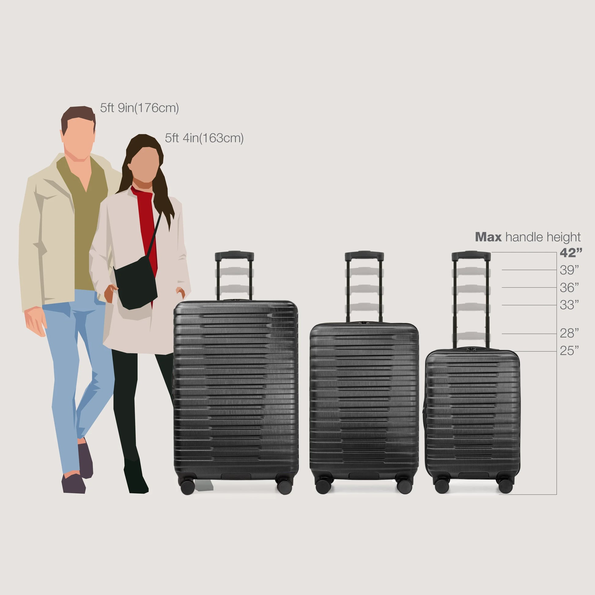 U.S. Traveler Boren Hardside Rugged Spinner Luggage, Black, 26" Checked Medium