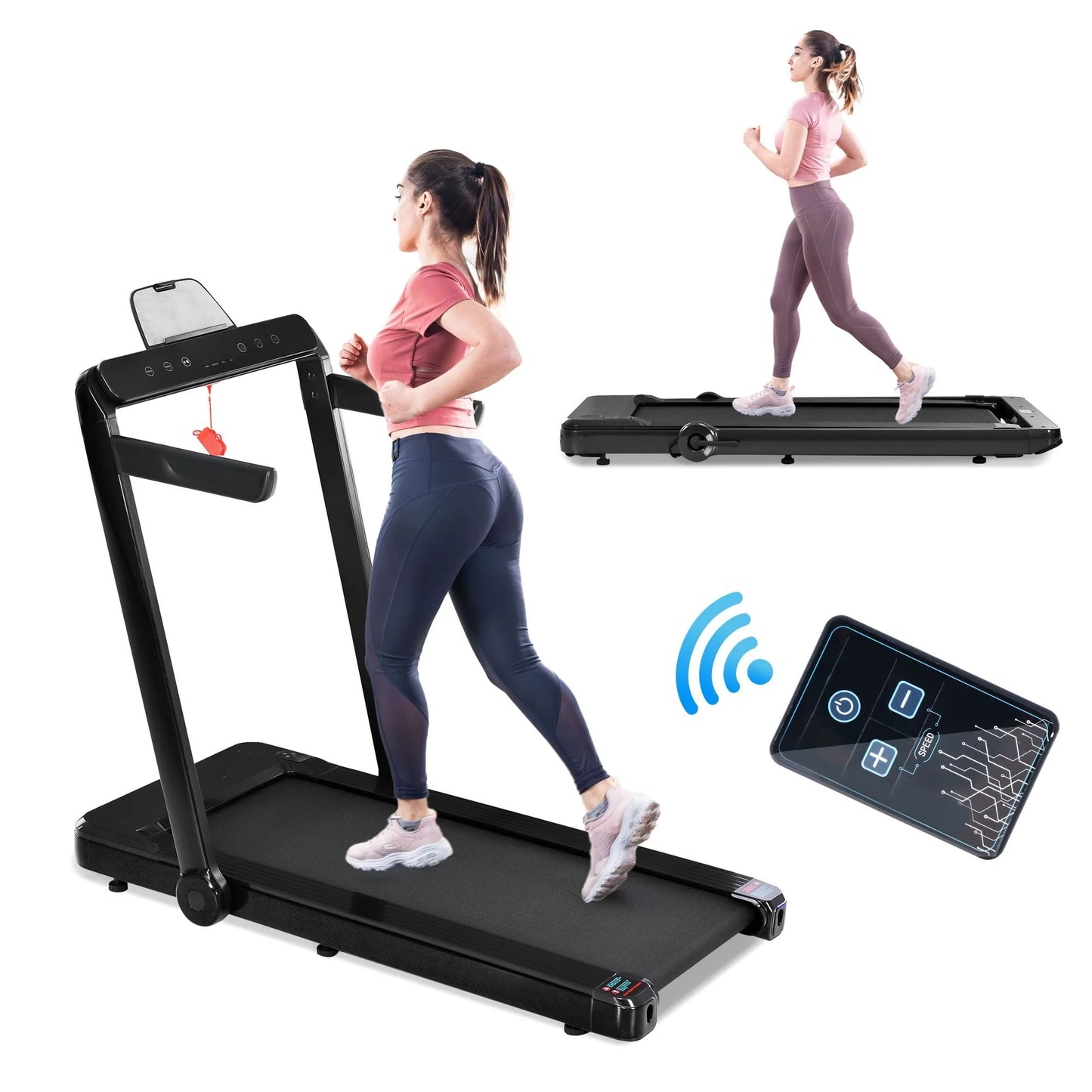 Aukfa 2.5HP Under Desk Treadmill - 2 in 1 Running Walking Pad for Home Office Workout- 300 lb Capacity - Black