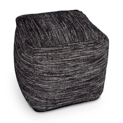 Steve Silver Omari Square Handwoven Black/Ivory Wool Pouf