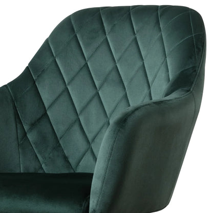 Vanbow Velvet Office Chair Upholstered Mid-Century Modern Office Chairs with Gold Legs for Kitchen Living Room Home Office Bedroom,Green