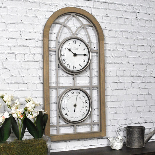 FirsTime & Co.® Brown Farmhouse Arch Outdoor Clock, Farmhouse, Analog, 10 x 2 x 20 in