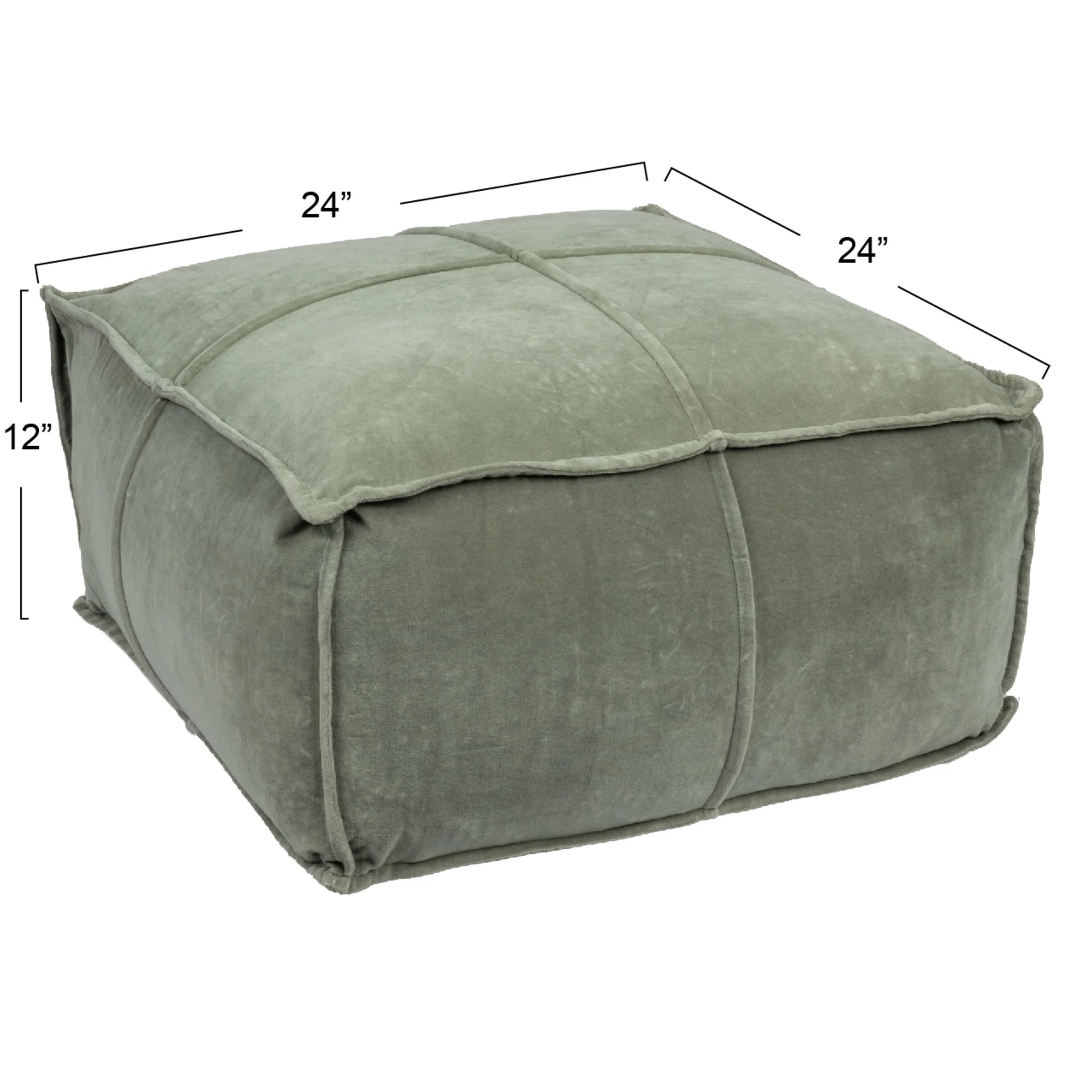 Creative Co-Op Square Cotton Velvet Pouf Seat, Goldenrod Yellow