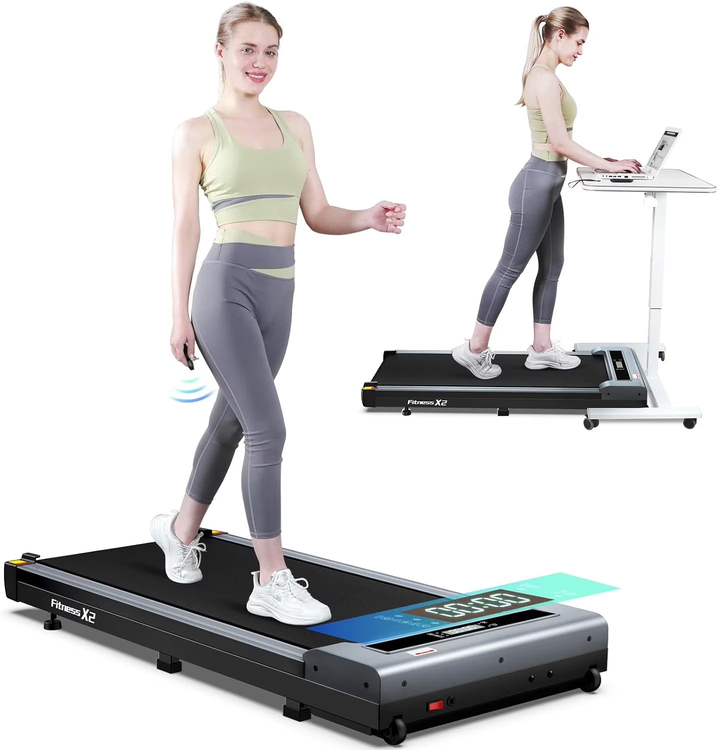 TOSSFD Treadmill Walking Pad with 6% Incline,2.5HP Under Desk Treadmill, Jogging Running Machine for Home Office X301
