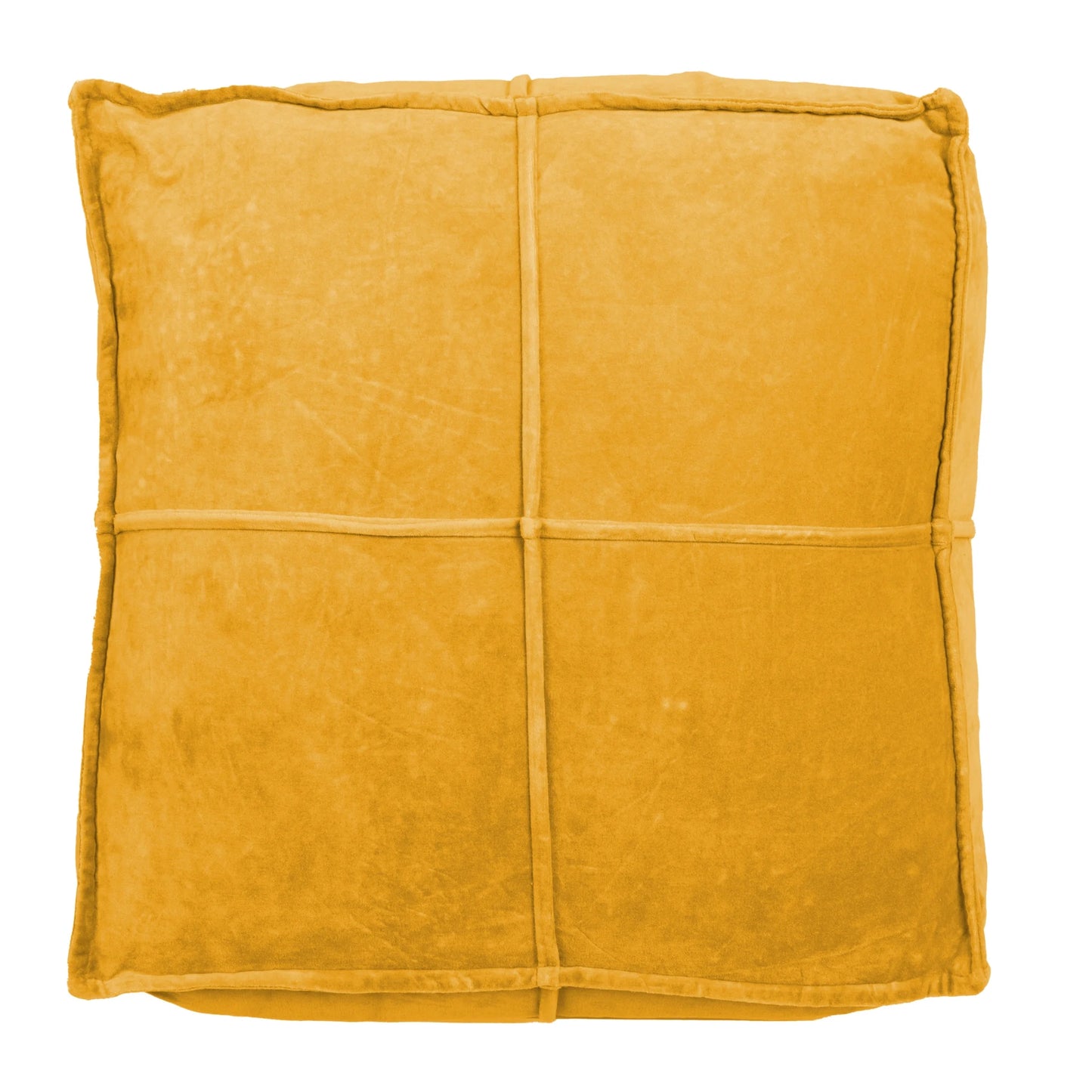 Creative Co-Op Square Cotton Velvet Pouf Seat, Goldenrod Yellow