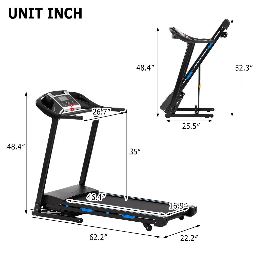 3.5HP Folding Treadmill With Auto 15% Incline Bluetooth MP3 17" Wide 7-Layers Shock-absorbing Belt 9MPH Connect FitShow APP Running Walking Jogging Exercise Machine For Home Office,Max Weight 300lb
