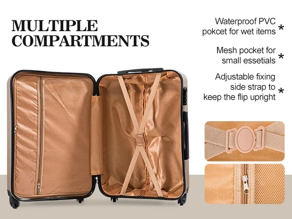 4-Piece Hardshell Luggage Set (18", 20", 24", 28") w/Corner Guards Lightweight Nestable Family Suitcases, 360° Wheels & Wet-Dry Compartment