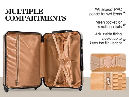 4-Piece Hardshell Luggage Set (18", 20", 24", 28") w/Corner Guards Lightweight Nestable Family Suitcases, 360° Wheels & Wet-Dry Compartment