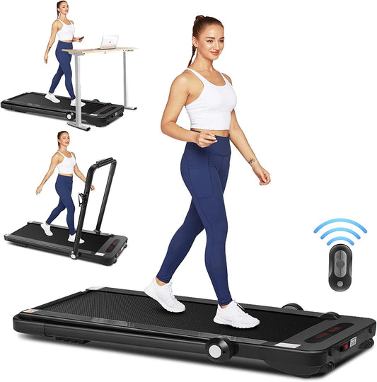 Adnoom Folding Treadmill 2.25HP Under-Desk Treadmill for Home Office Gym Compact Walking Jogging Running Machine with Remote Control,Bluetooth Speaker LED Display, Water Bottle Cage