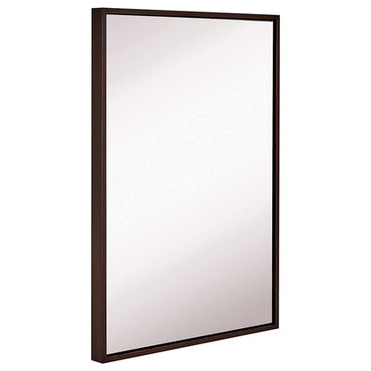 Hamilton Hills Clean Large Modern Wenge 32" Wood Round Frame Wall Mirror | 1