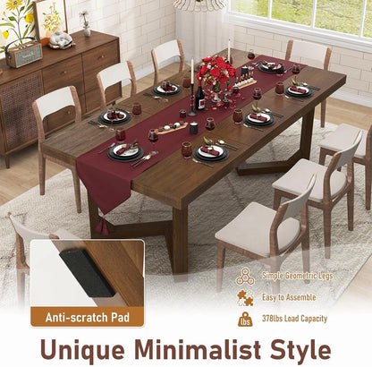 70 Inch Solid Wood Dining Table for 6-8 People, Modern Farmhouse Kitchen Table Rectangular Table for Dining Room, Home Office, Living Room