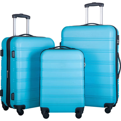 3 Piece ABS Luggage Set, Luggage with Spinner Wheel & TSA 20/24/28 inch, Purple
