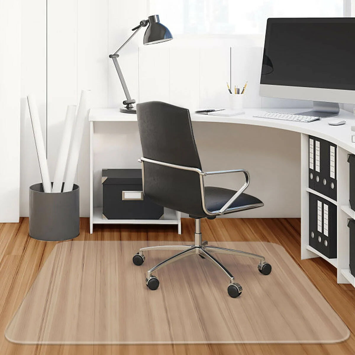 Costway 47'' x 47'' PVC Chair Floor Mat Home Office Protector for Home Office