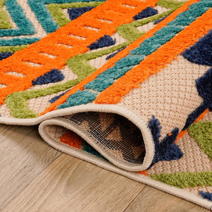 World Rug Gallery Contemporary Geometric Bohemian Indoor/Outdoor Area Rug - Multi 5' x 7'