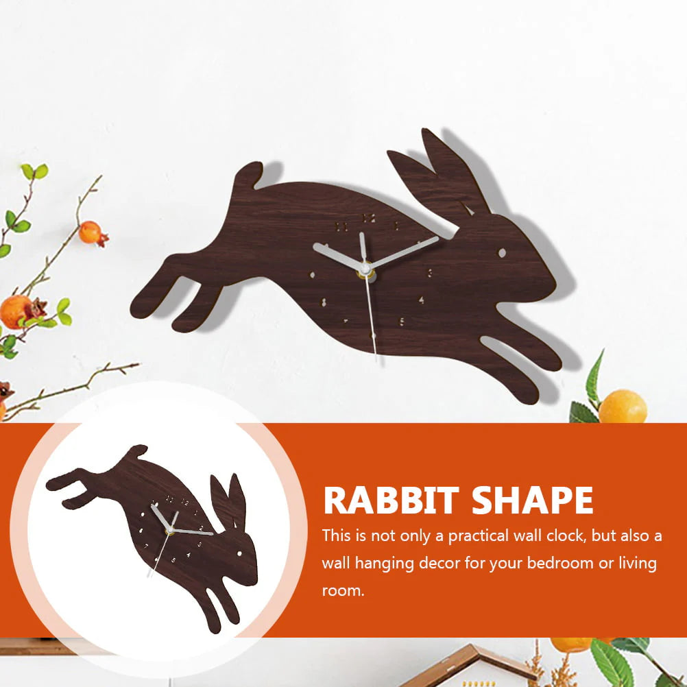 HOMEMAXS Rabbit Shaped Wall Clock Mute Clock Living Room Decorative Wall Clock Wall Decor