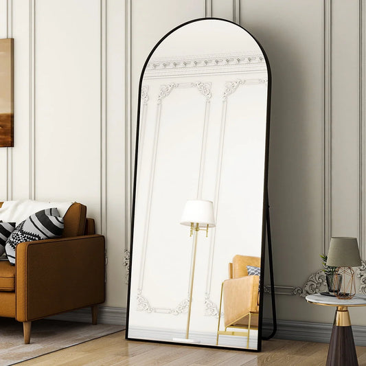 BEAUTYPEAK Full Length Mirror 71"x30" Arched Body Dressing Floor Mirrors for Standing Leaning, Black