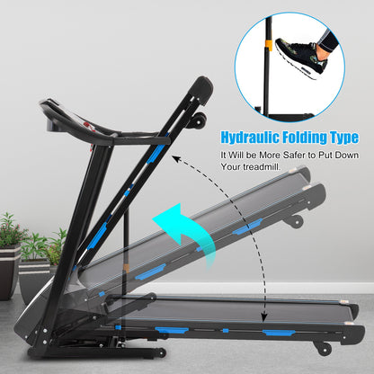 3.5HP Folding Treadmill With Auto 15% Incline Bluetooth MP3 17" Wide 7-Layers Shock-absorbing Belt 9MPH Connect FitShow APP Running Walking Jogging Exercise Machine For Home Office,Max Weight 300lb