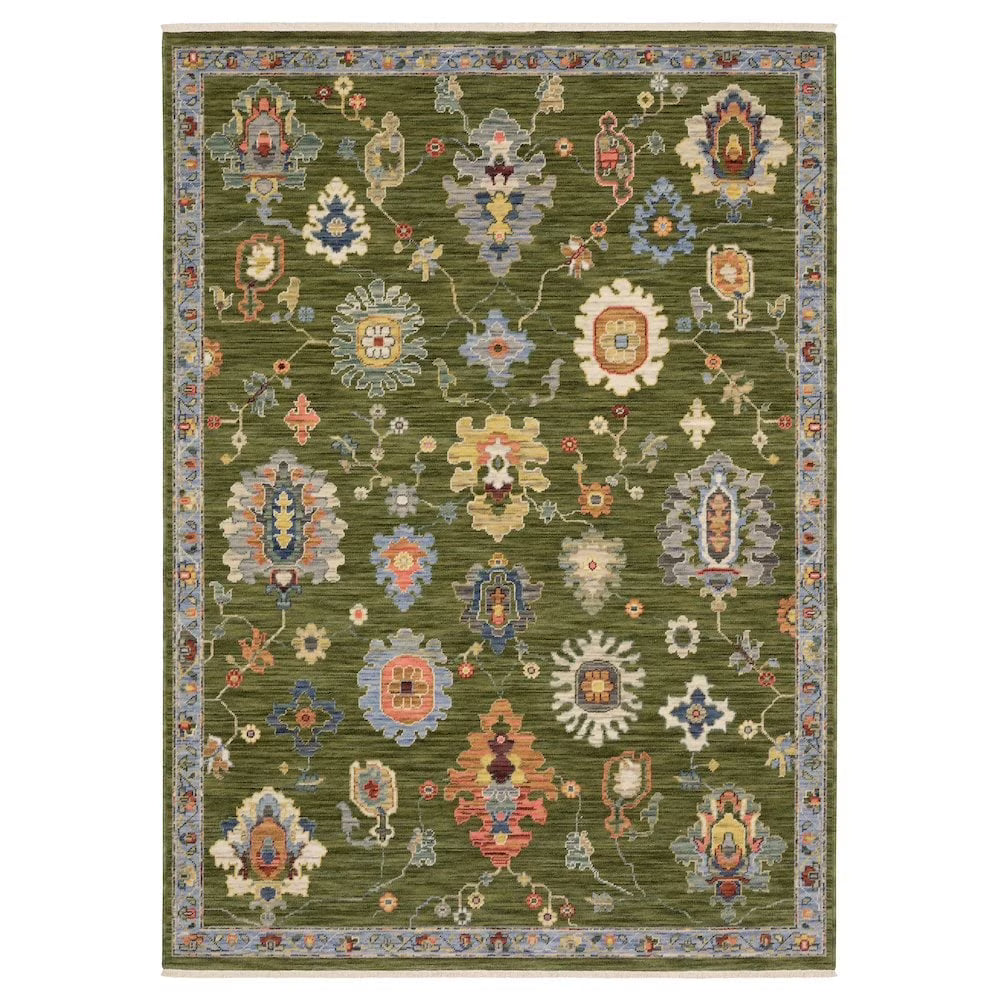 Oriental Weavers Lucca Wool Blend Area Rug - 2863E - 5'3" x 7'6" - in Green/Multi - Vintage Inspired, Wool Blend, Bedroom, Office Rug
