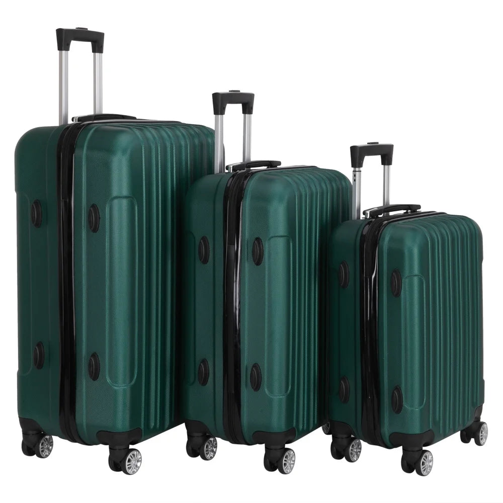 Tcbosik Multifunctional Luggage Set with Spinner Wheels, Large Capacity Travel Rolling Suitcases, ABS Carry-on Luggage, 20"/24"/28" (White, 3 Piece Set)