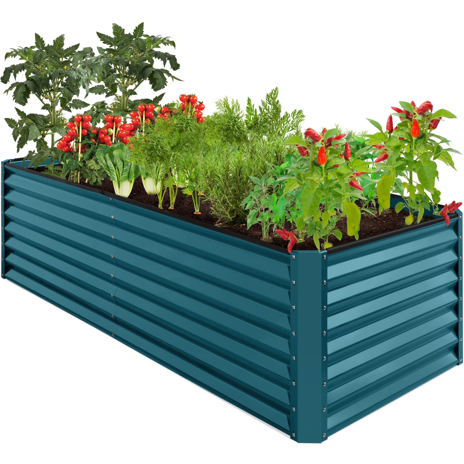 Best Choice Products 8x4x2ft Outdoor Metal Raised Garden Bed, Planter Box for Vegetables, Flowers, Herbs - Gray