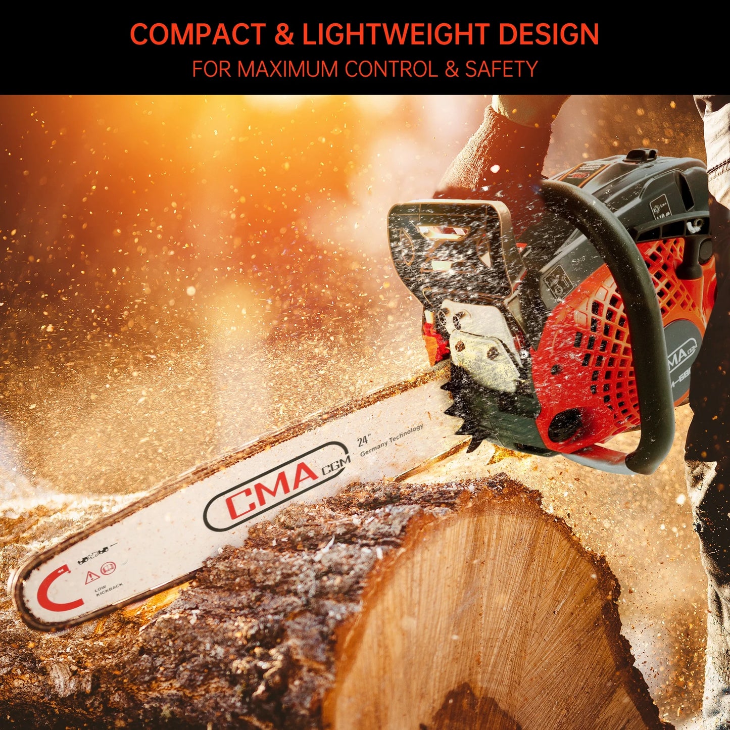 TOPTENG Gas Cordless Chainsaw 24 inch, 2-Cycle Gasoline Powered Chain Saw, 68CC Handheld Cordless Chainsaw, Automatic Chain Oiler, Garden Tool for Cutting Wood Trees