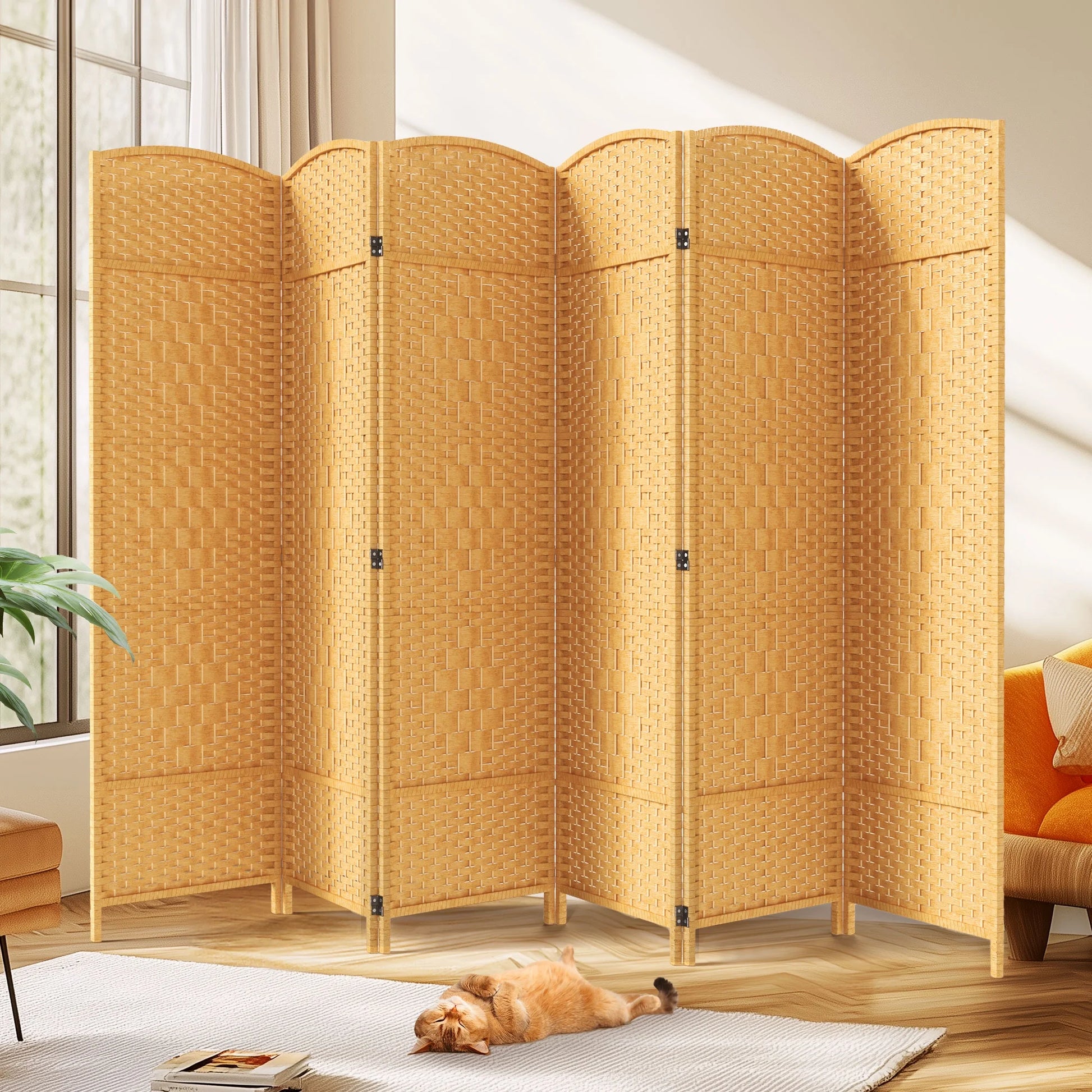 Jostyle Room Divider 6ft. Tall Extra Wide Privacy Screen, Folding Privacy Screens Freestanding Nature