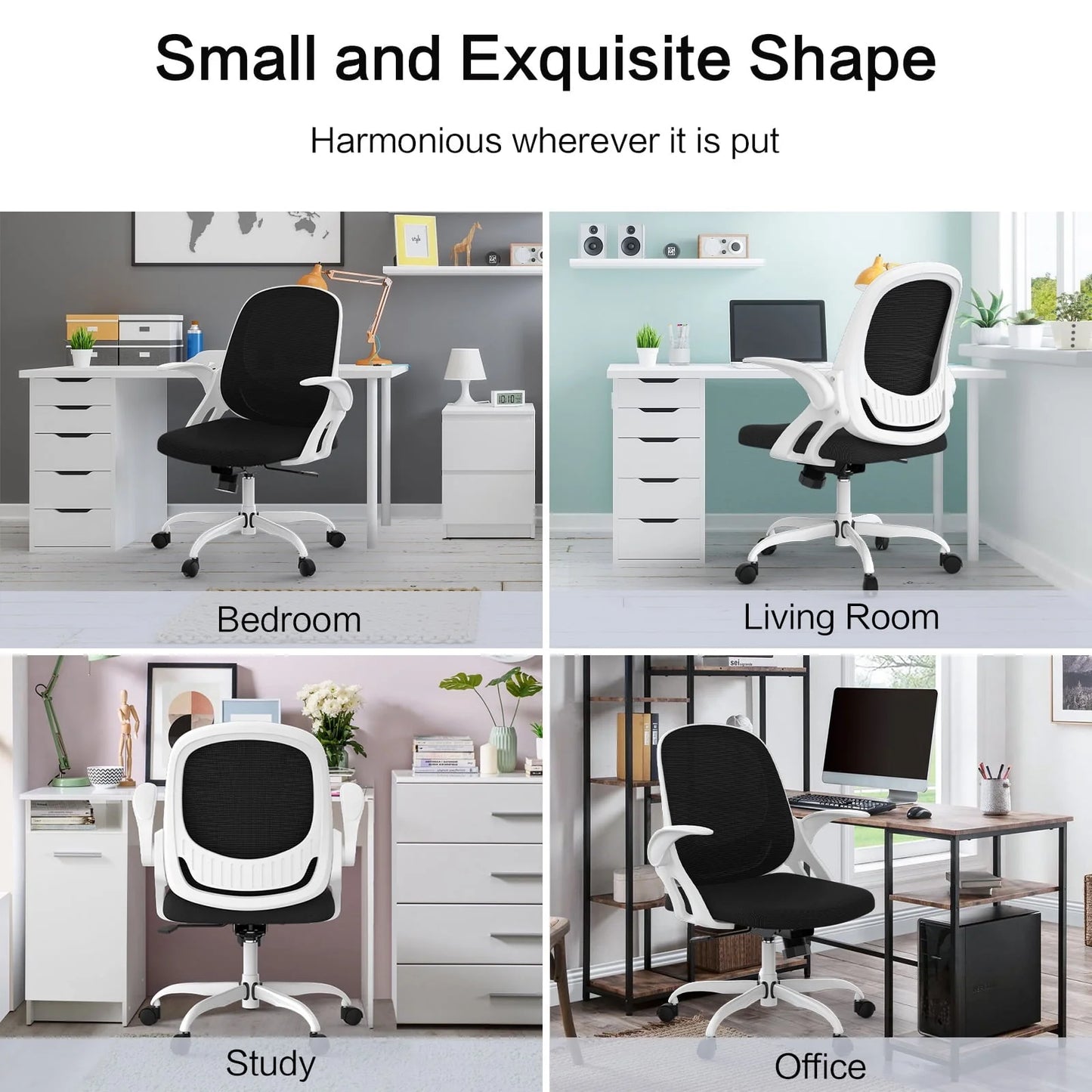 Home Office Chair Work Desk Chair Comfort Ergonomic Swivel Computer Chair, Breathable Mesh Desk Chair, Lumbar Support Task Chair,Adjustable Height,White