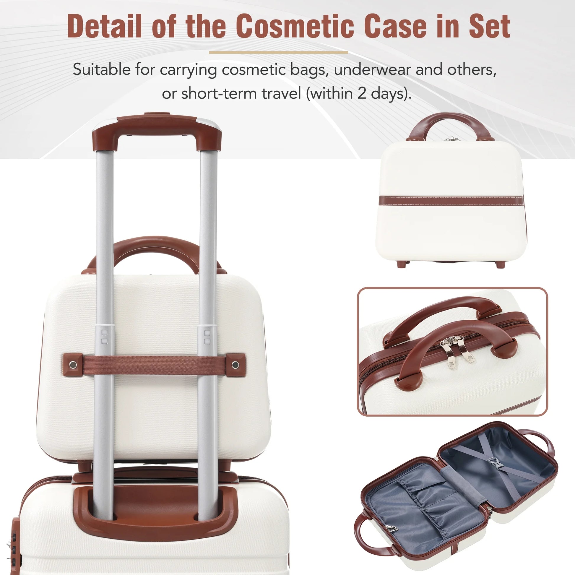EUROCO 4-Piece Luggage Sets,Hardside Expandable Carry On Suitcase with TSA Lock,Cosmetic Case and Double Spinner Wheels,Lightweight Travel Luggage(20"/24"/28"),White