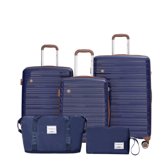 5-Piece Polyester Luggage Set with TSA Lock, Expandable Carry-On Suitcase and 360° Spinner Wheels in Blue, Complete Travel System for Versatile Packing