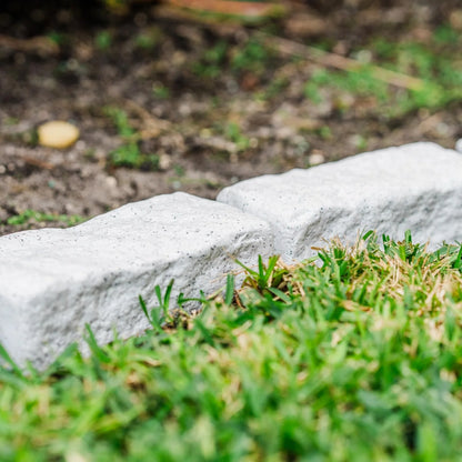 Beuta Landscape Edging | Garden Edging Border | No Dig Faux Stone Bricks for Lawn Edging, Flower beds, Pathways & YardC 4 Packs | Each Section Has 6 Bricks 48" L x 4" W x 2.25" H |12 Spikes |Limewash