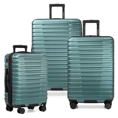 U.S. Traveler Boren Hardside Rugged Spinner Luggage Set w/USB Port, Navy, 3-Piece (22/26/30)
