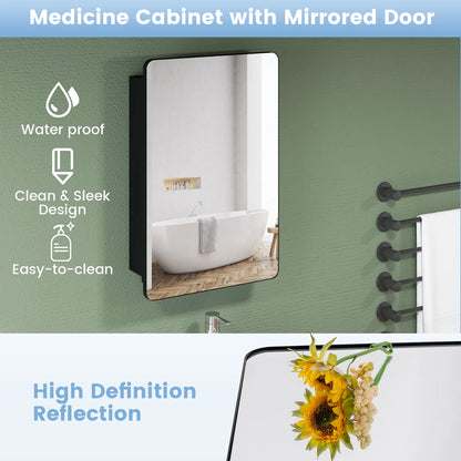 Gymax 20 x30 Inch Bathroom Mirror Cabinet w/Aluminum Frame Adjustable Shelves