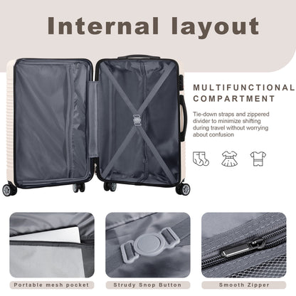 Sunbee Luggage Sets 3 Piece Hardshell Luggage Hardside Luggage Set Lightweight Suitcases with Spinner Wheels, TSA Lock