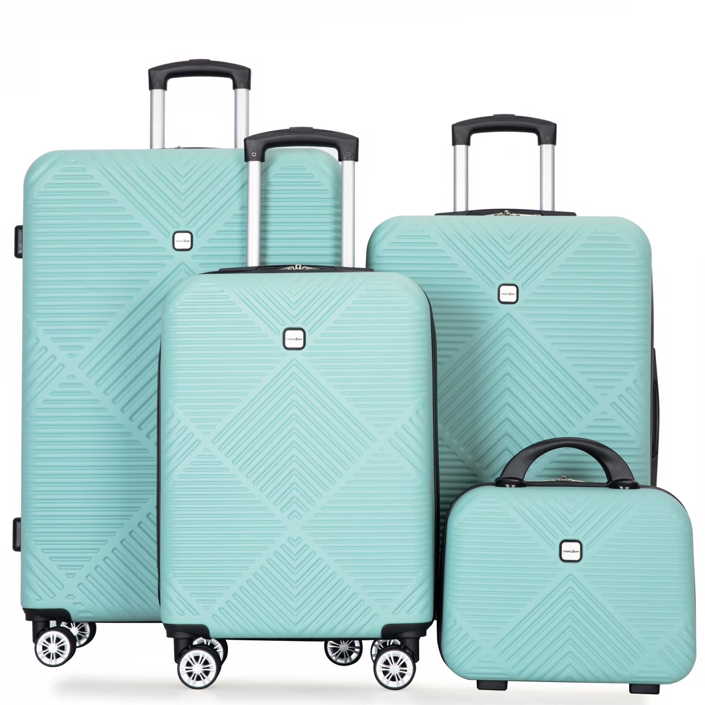 Tripcomp Luggage Sets 4 Piece Suitcase Set (14/20/24/28)Hardside Suitcase with Spinner Wheels Lightweight Carry on Luggage(Black)