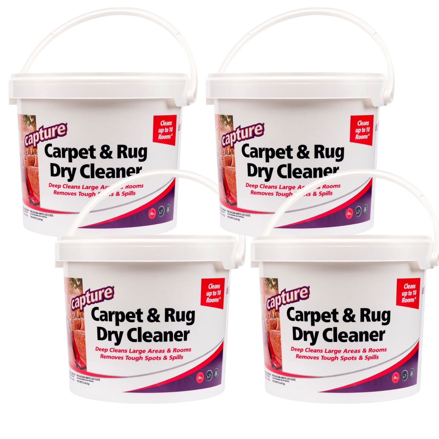 Capture Carpet Deodorizer Powder 8lb Pail 4 Pack, Carpet Freshener Powder & Carpet Cleaner Powder for Vacuuming, Strong Odor Eliminator & Pet Odor Remover, Carpet Powder for Rugs & Upholstery