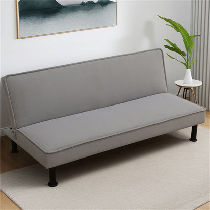 Aukfa Modern Futon Convertible Sofa Bed for Home Office, Adjustable Backrest, Flannel, Orange