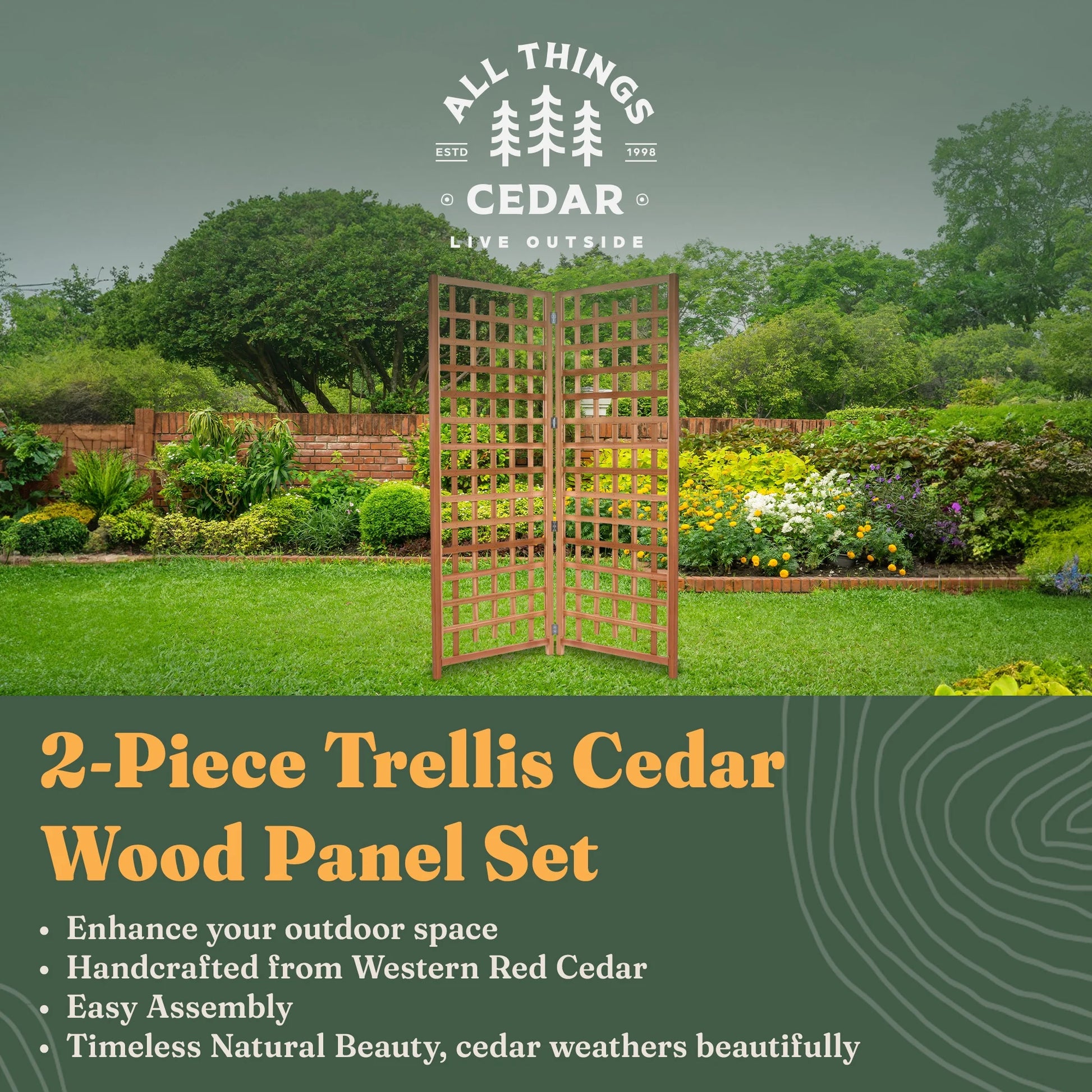 All Things Cedar TS33 Trellis Panel - Cedar Garden Trellis for Climbing Plants