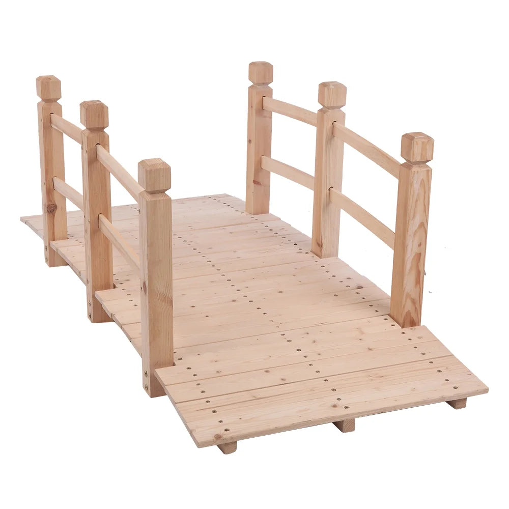 Decorative Wooden Arch Bridge for Garden Landscape, Small Anticorrosive Wood Bridge Enhances Yard, Pond, or Flower Bed, Natural Burlywood Finish for Outdoor Decoration