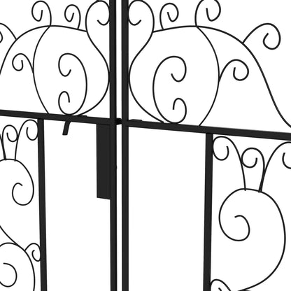 Outsunny 89.25" Metal Garden Arch with Gate, Garden Arbor Trellis for Climbing Plants, Roses, Vines, Wedding Arch, Black