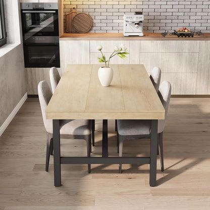 70 Inch Farmhouse Dining Table for 6 to 8, Large Rectangular Dinner Table for Dining Room, Home Office, Living Room, Gray