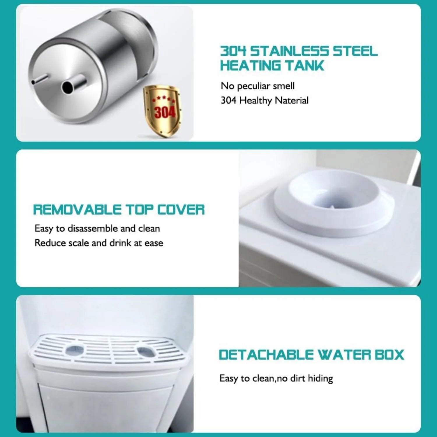 Top Loading Water Cooler Dispenser, Hot & Cold Water Cooler 5 Gallon with Children Safety Lock Storage Cabinet for Home Office Indoor Use