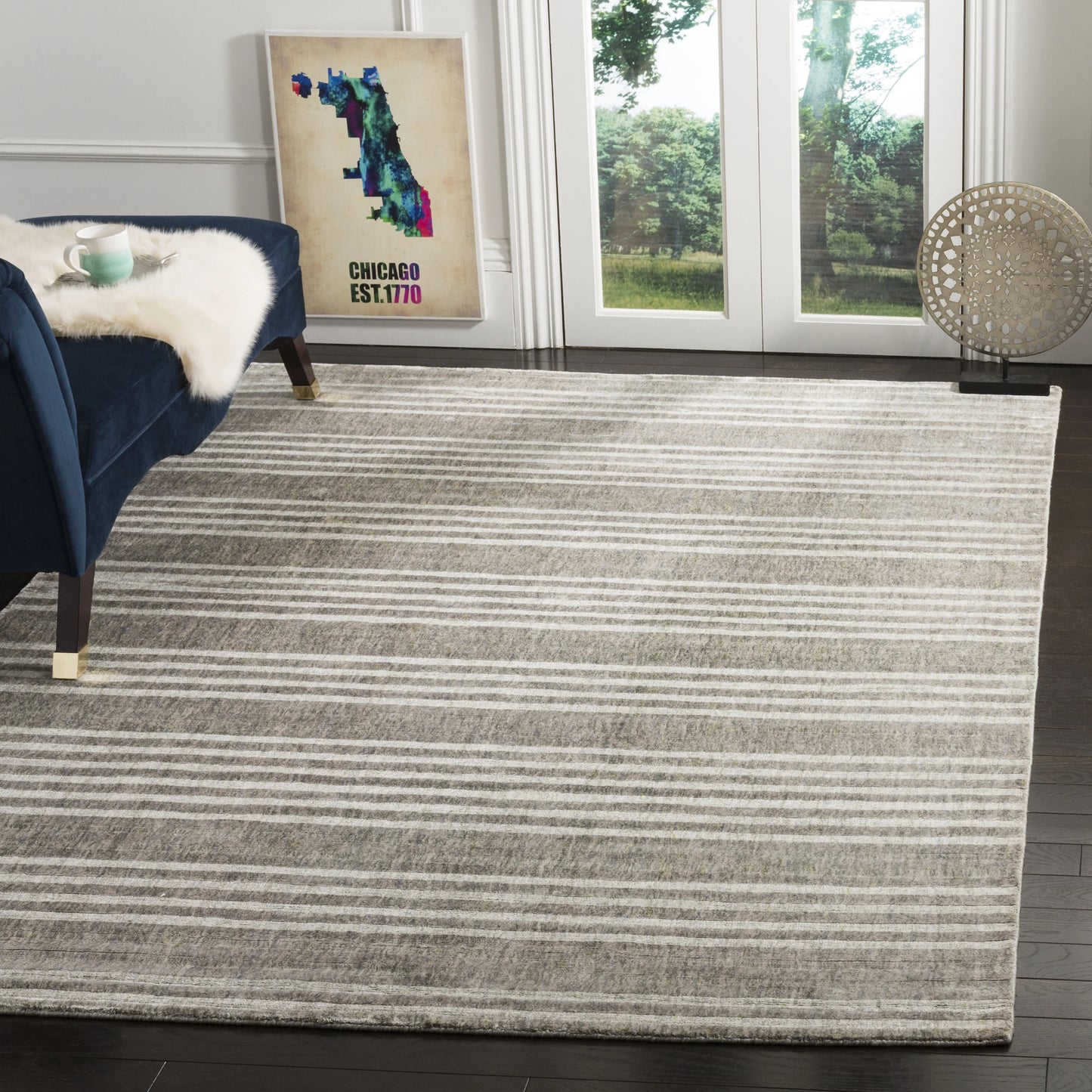 SAFAVIEH Mirage Giovanni Striped Area Rug, Slate, 8' x 10'