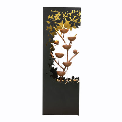 Hi-Line Gift Ltd. Black LED Fountain with Hollowed Flower & Bowl Design - Outdoor