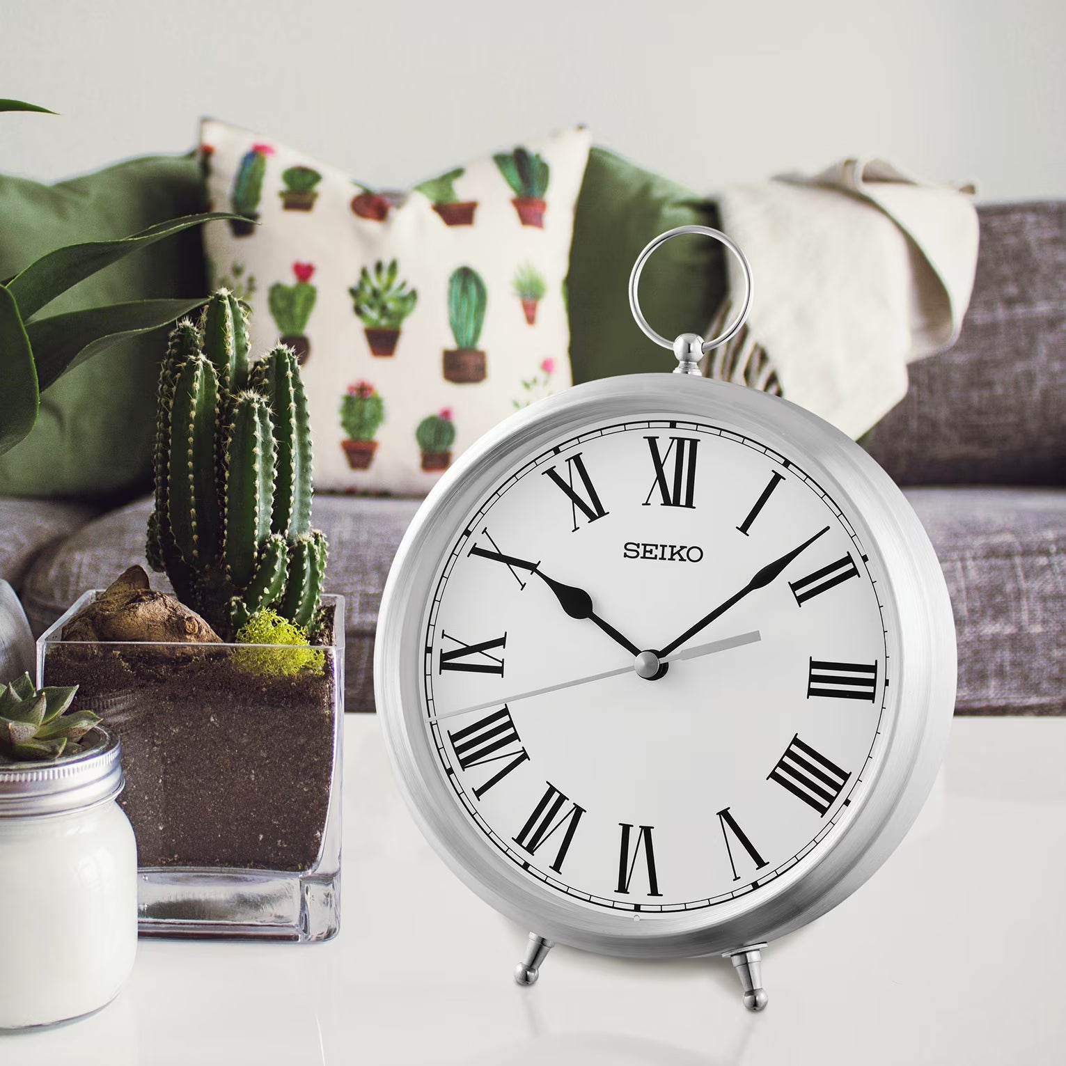 Seiko Royce Table Clock, Silver QXG155SLH