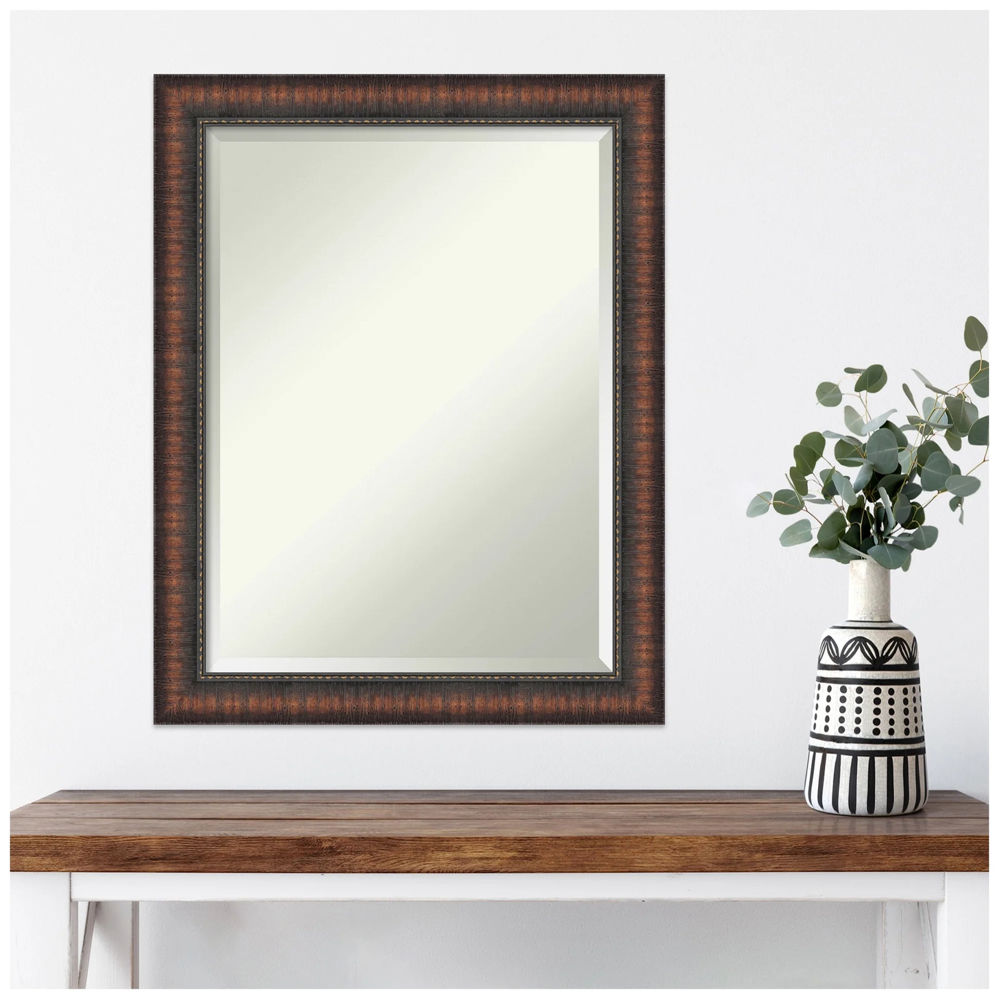 Amanti Art Caleb Brown Beveled Bathroom Wall Mirror