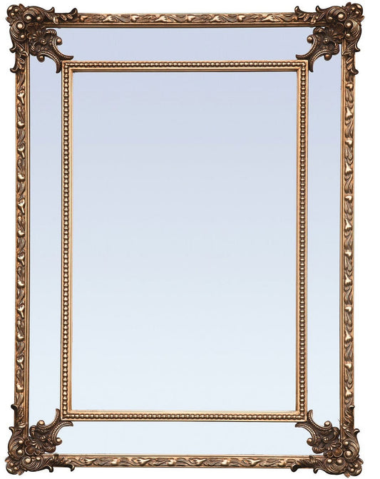 FFPEG Rectangular Baroque Style Antique Gold Mirror - Traditional Old-World Charm -Home Decor