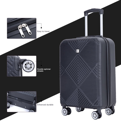 Tripcomp Luggage Sets 4 Piece Suitcase Set (14/20/24/28)Hardside Suitcase with Spinner Wheels Lightweight Carry on Luggage(Black)